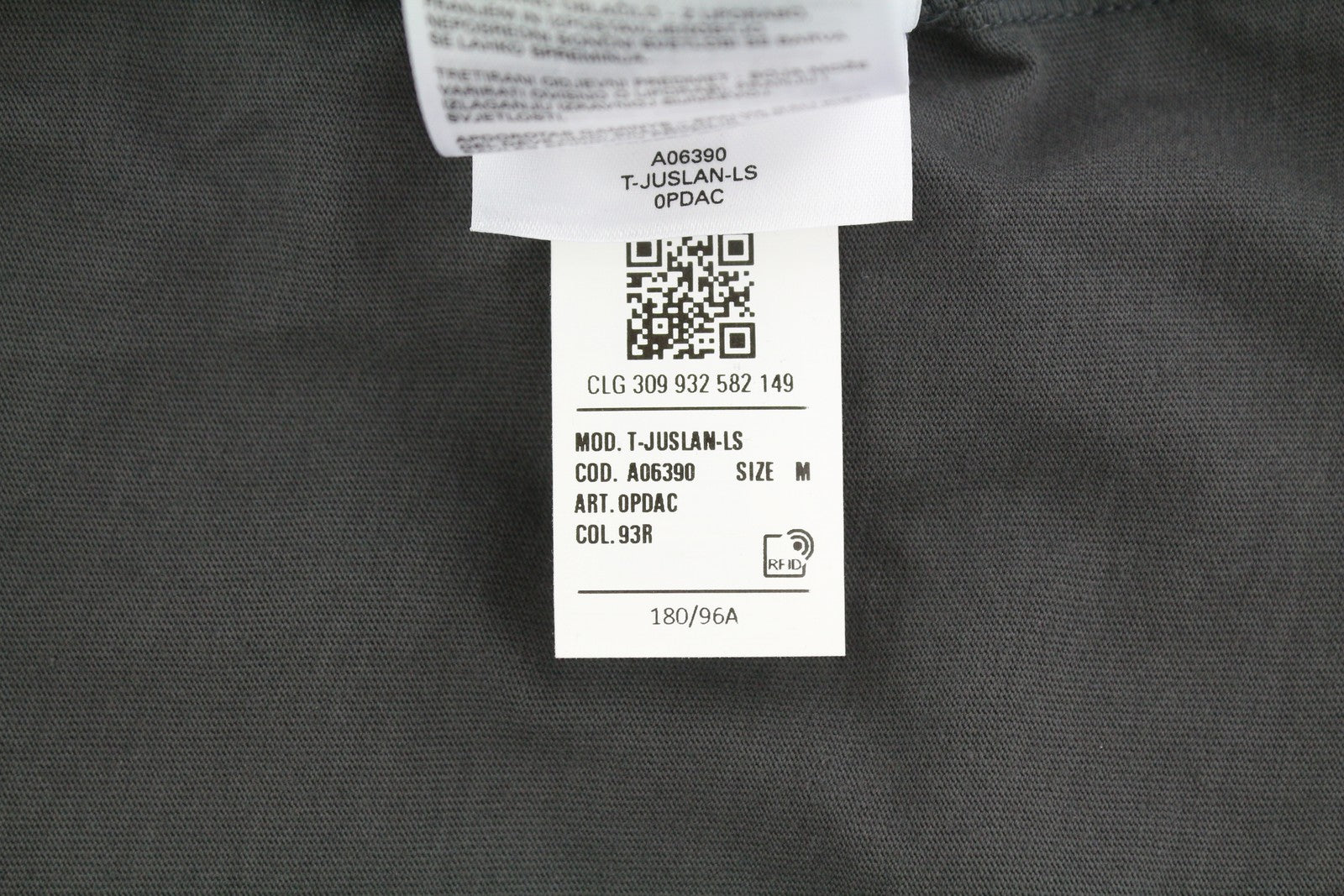 DIESEL T-Juslan-LS Men T-Shirt M Grey Long Sleeved Crew Neck Tricot Stretch