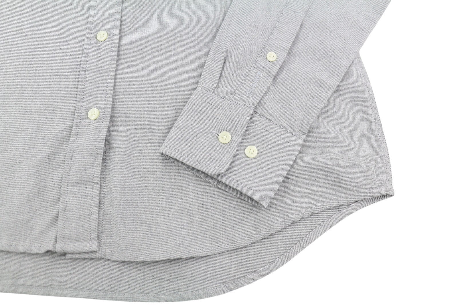 GANT TP Melange Flannel Women Shirt EU34 Grey Button-Up Spread Collar Casual