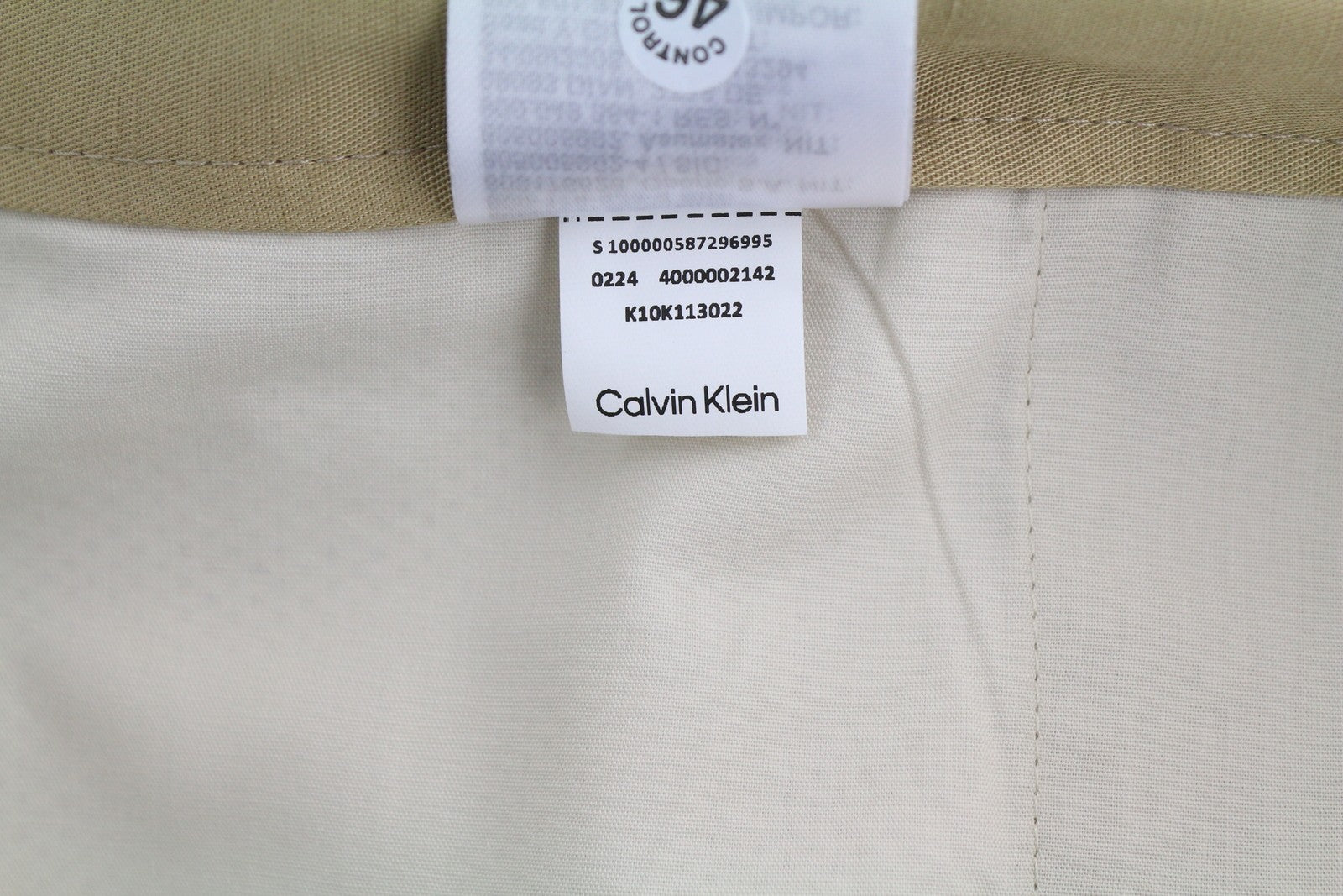 CALVIN KLEIN Piece Dyed Tencel Tapered Men Trousers W40/L32 Brown Linen Blend