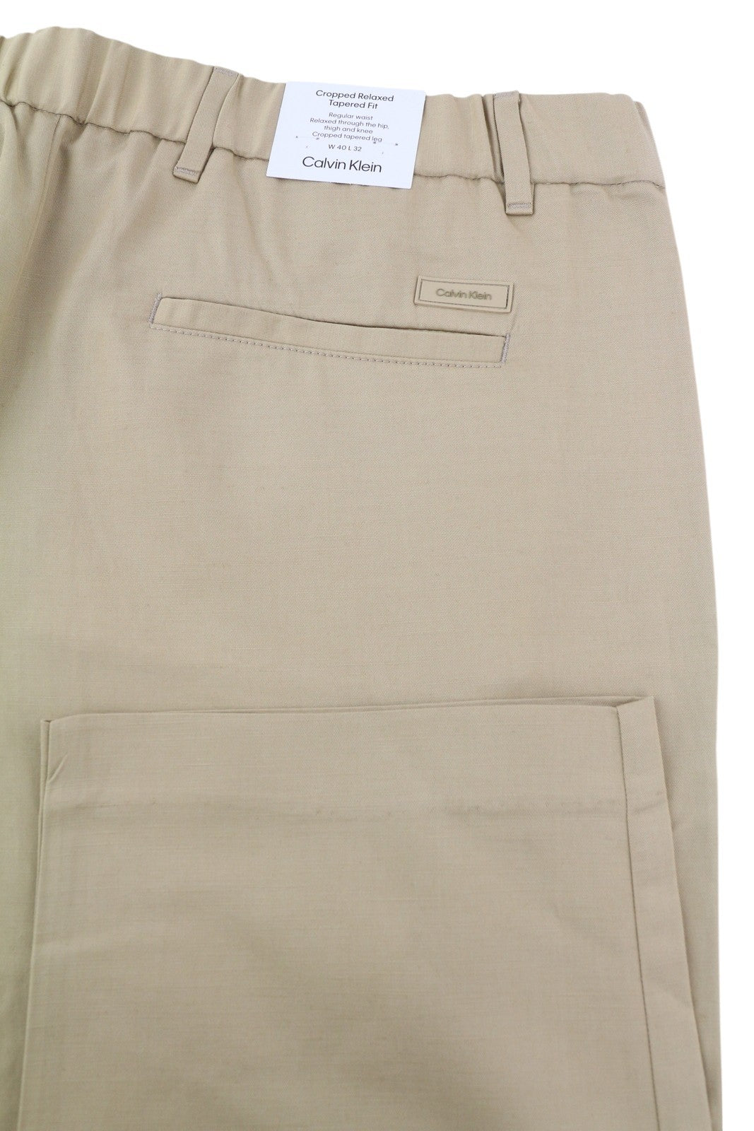 CALVIN KLEIN Piece Dyed Tencel Tapered Men Trousers W40/L32 Brown Linen Blend