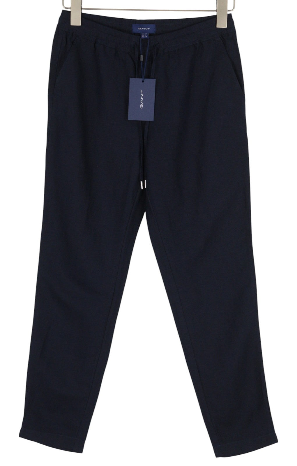 GANT Summer Linen Pull-On Women Trousers EU34 Dark Blue Elastic Waist Tapered