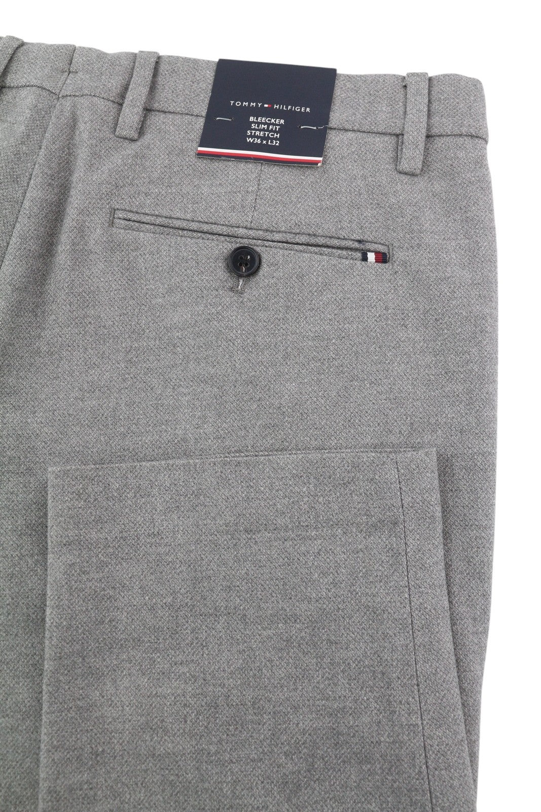 TOMMY HILFIGER Bleecker Stretch Men Trousers W36/L32 Melange Grey Slim RRP€119