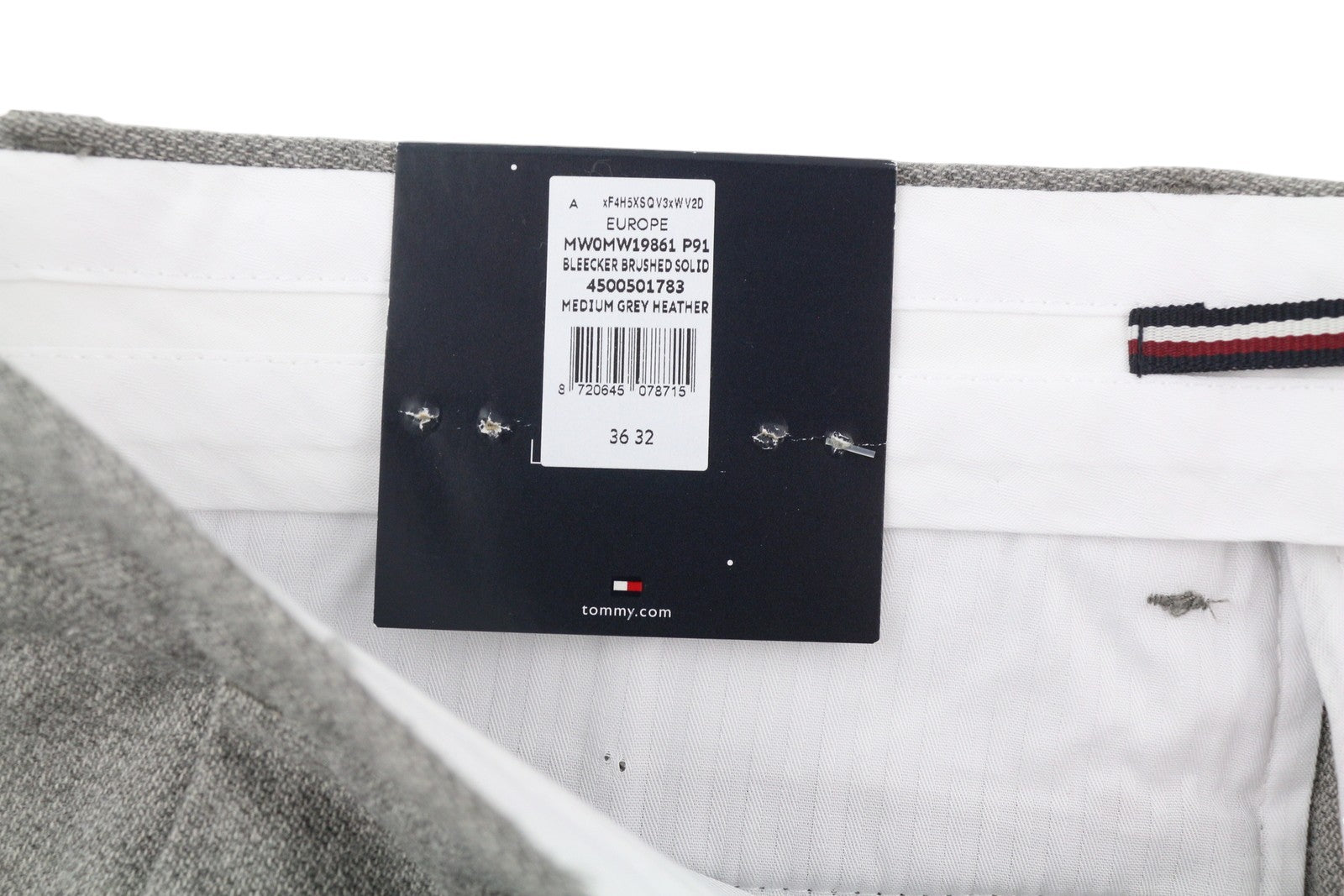 TOMMY HILFIGER Bleecker Stretch Men Trousers W36/L32 Melange Grey Slim RRP€119