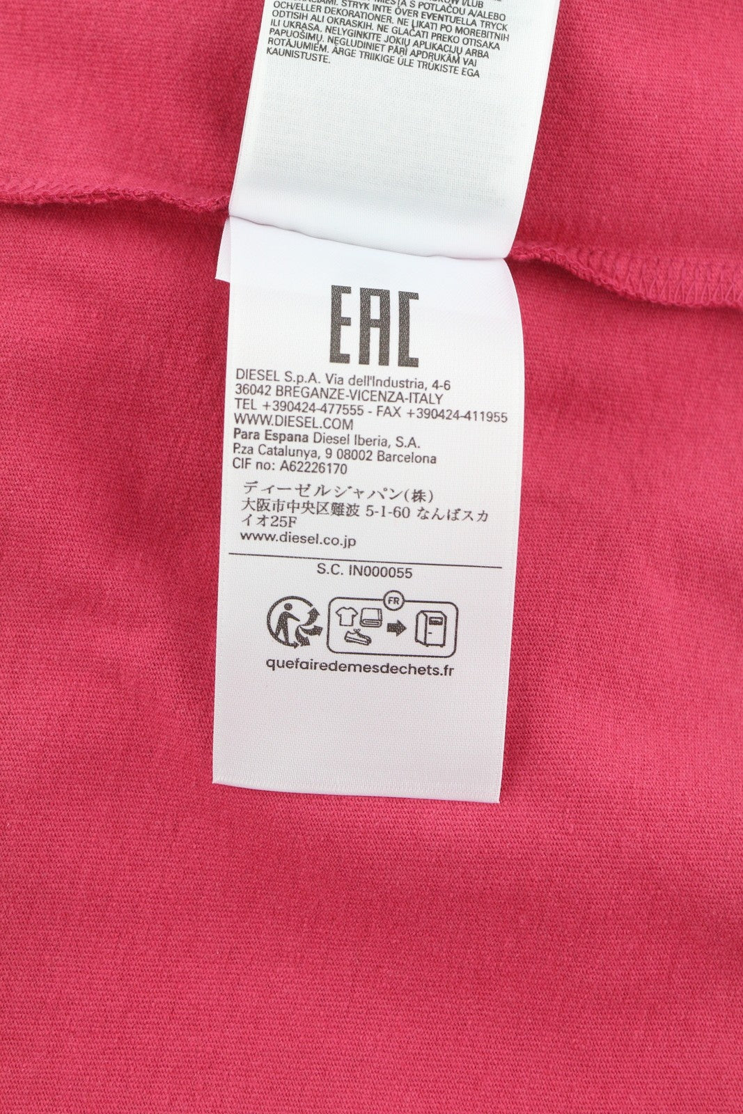 DIESEL T-Rust Men T-Shirt L Pink Short Sleeved Crew Collar Logo Tricot Stretch