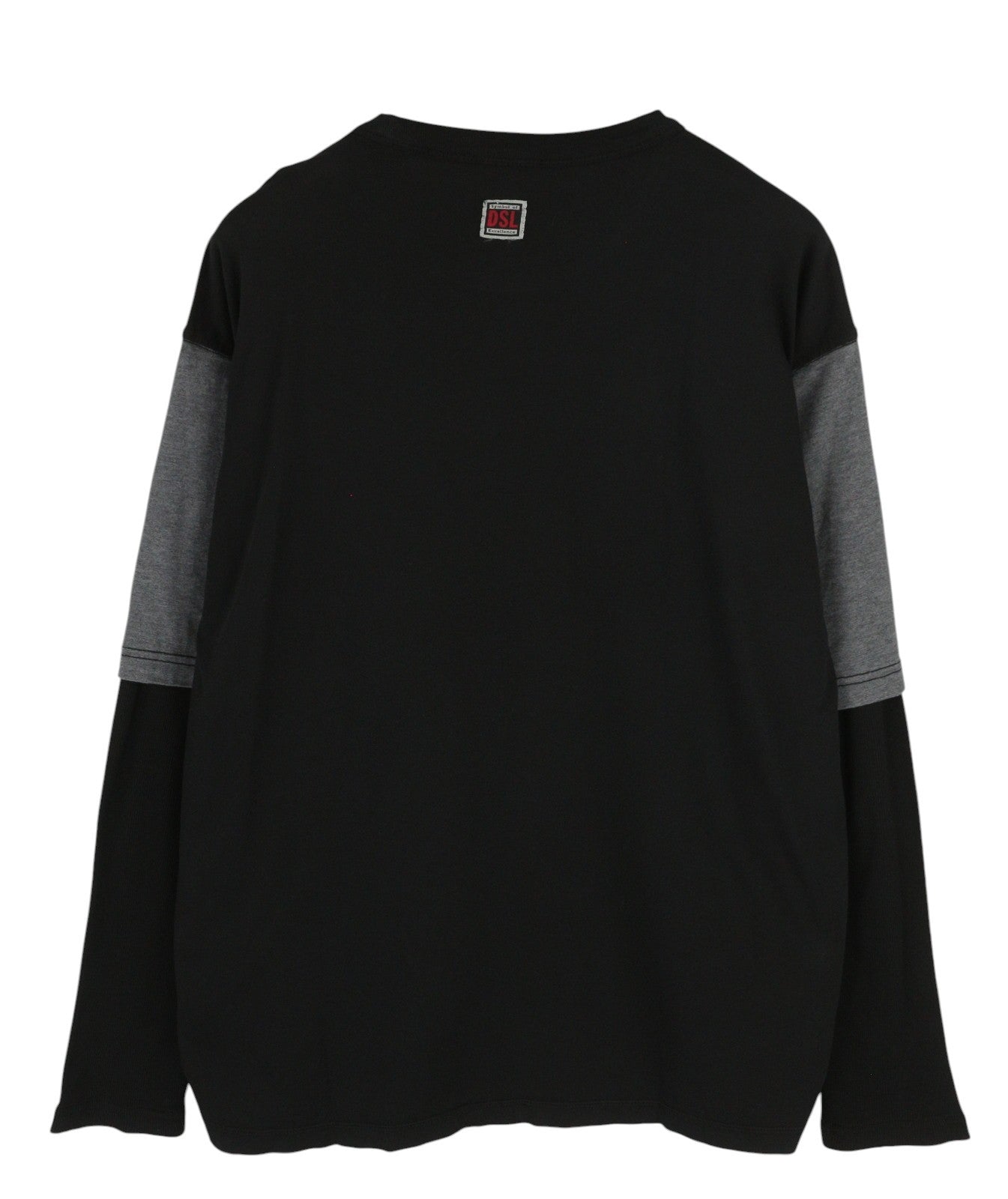 DIESEL T-Shula Men T-Shirt M Black Long Sleeved Crew Neck Logo Tricot Stretch