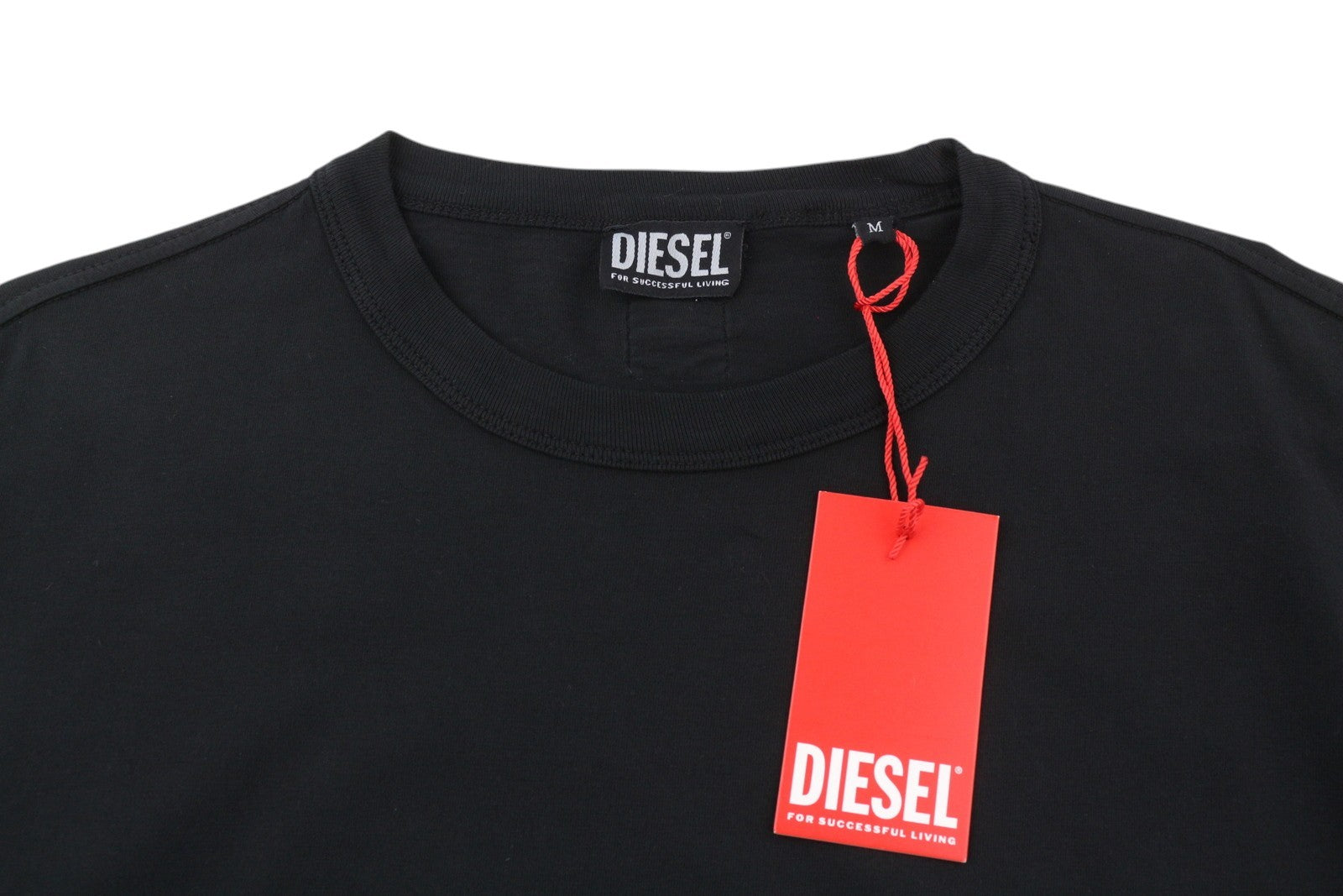 DIESEL T-Shula Men T-Shirt M Black Long Sleeved Crew Neck Logo Tricot Stretch