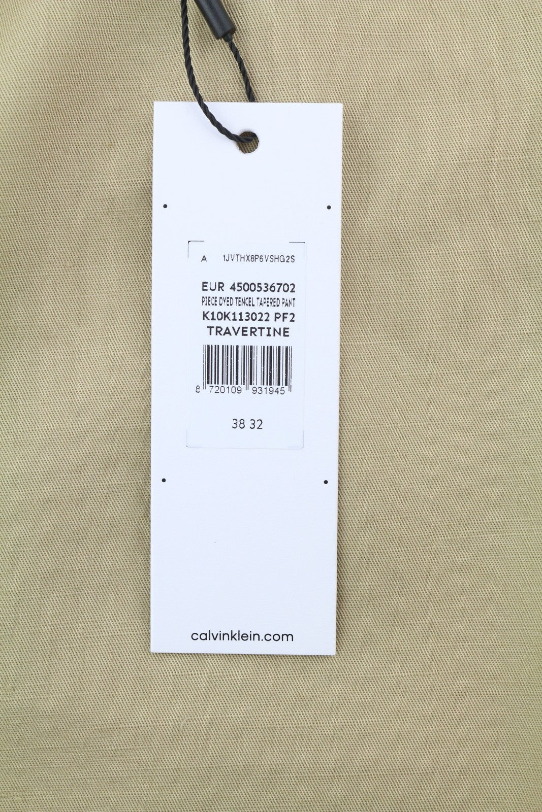 CALVIN KLEIN Piece Dyed Tencel Tapered Men Trousers W38/L32 Brown Linen Blend