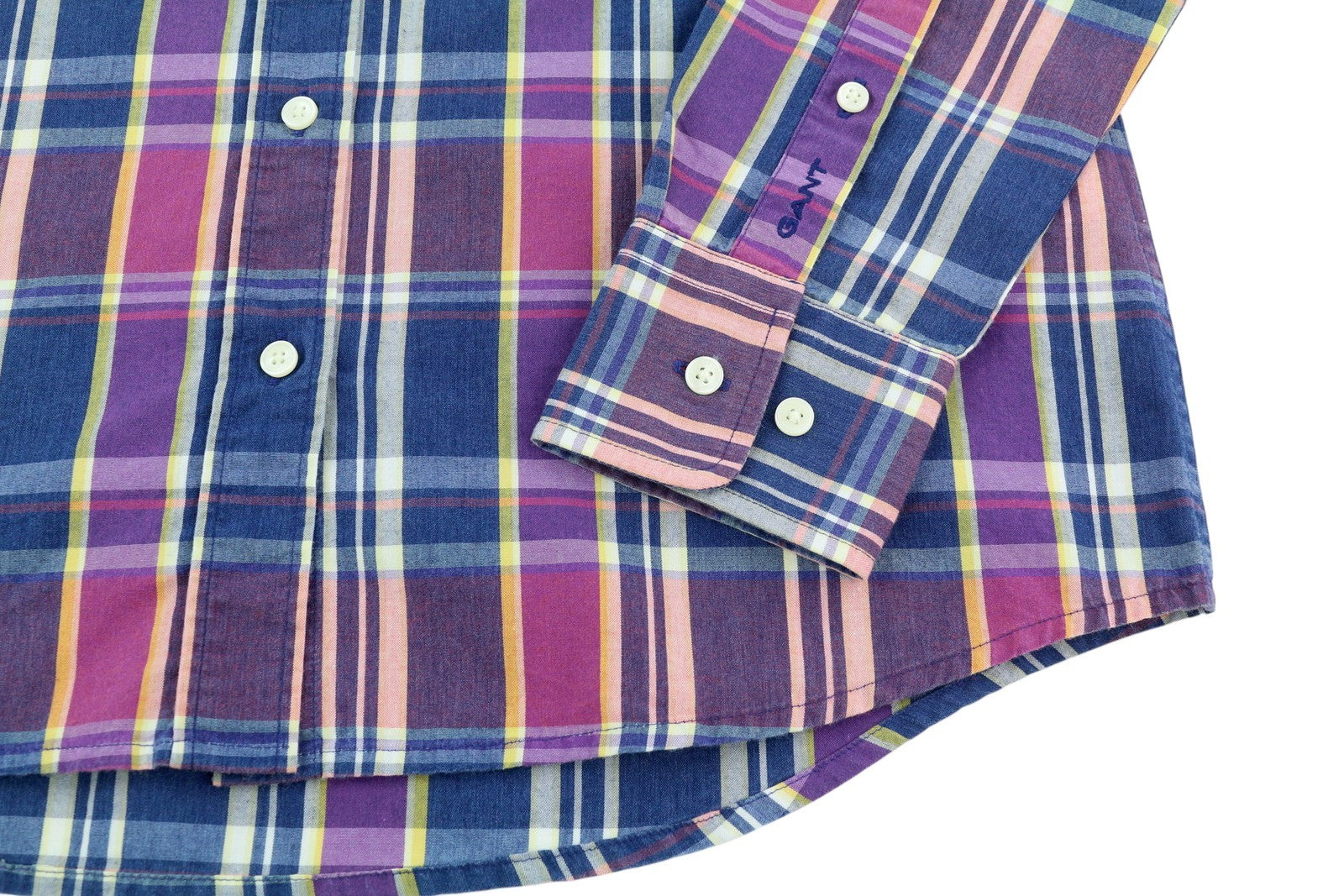 GANT TP Indigo Checked Broadcloth Women Shirt EU34 Casual Colourful Button-Up