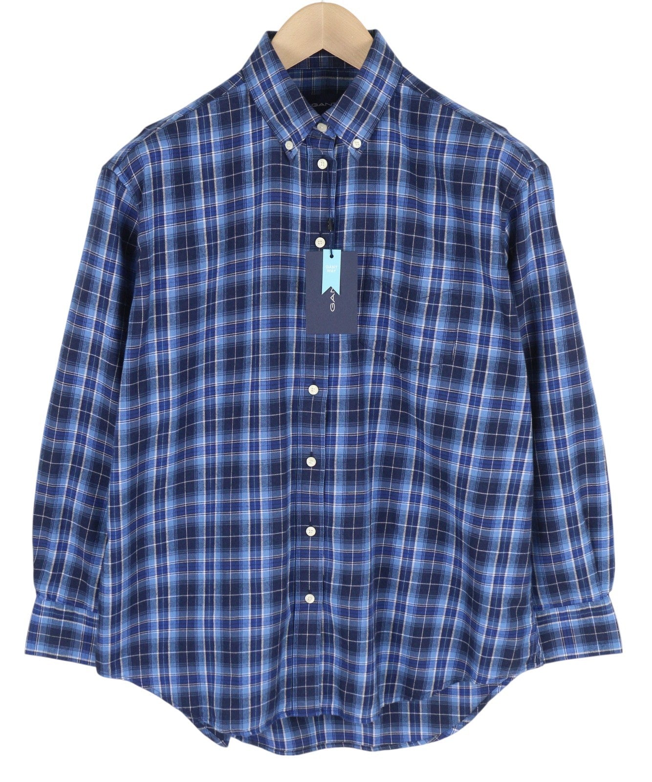 GANT Flannel Check Relaxed Women Shirt EU36 Blue Button-Down Neck Plaid Casual