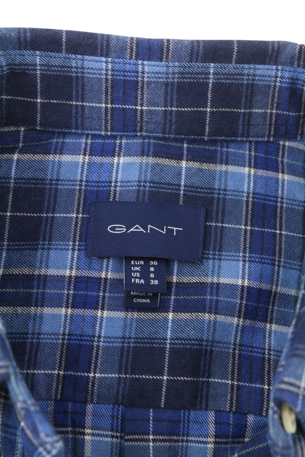 GANT Flannel Check Relaxed Women Shirt EU36 Blue Button-Down Neck Plaid Casual