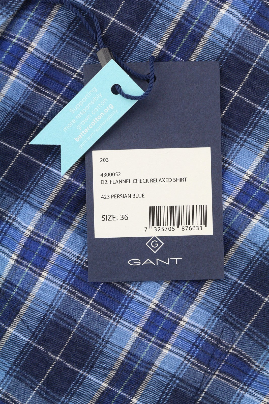 GANT Flannel Check Relaxed Women Shirt EU36 Blue Button-Down Neck Plaid Casual