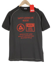 DIESEL T-Dieglan Men T-Shirt M Grey Short Sleeve Crew Collar Tricot Stretch