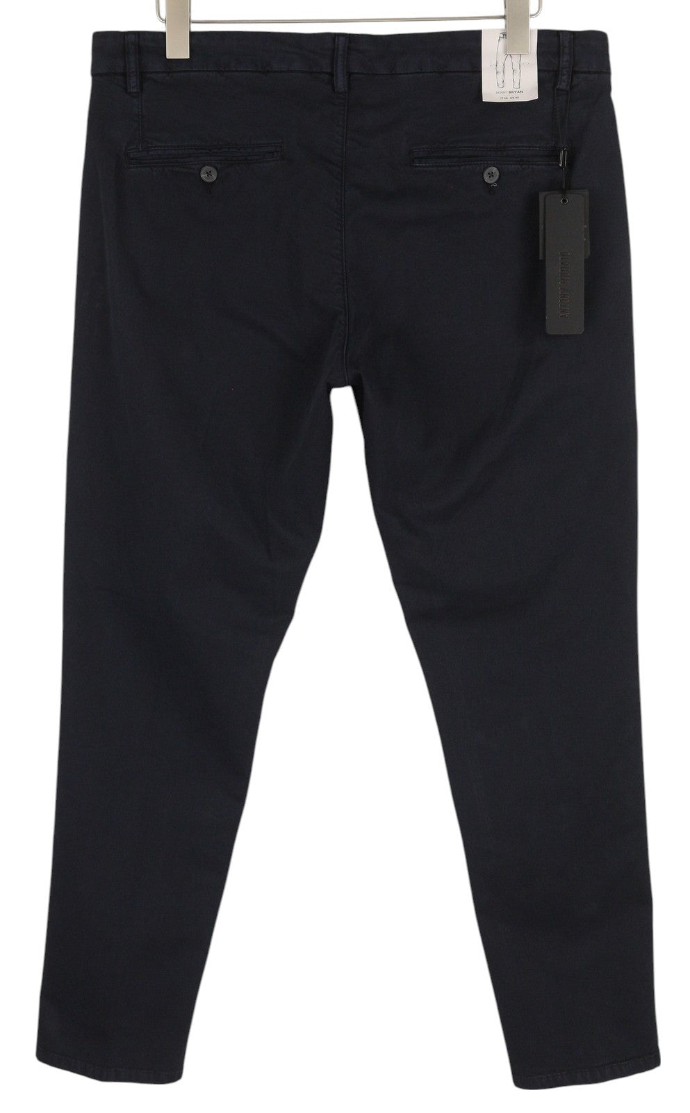 ANTONY MORATO Bryan Men Trousers W40 Dark Blue Skinny Fit Stretch Zip Fly Chino