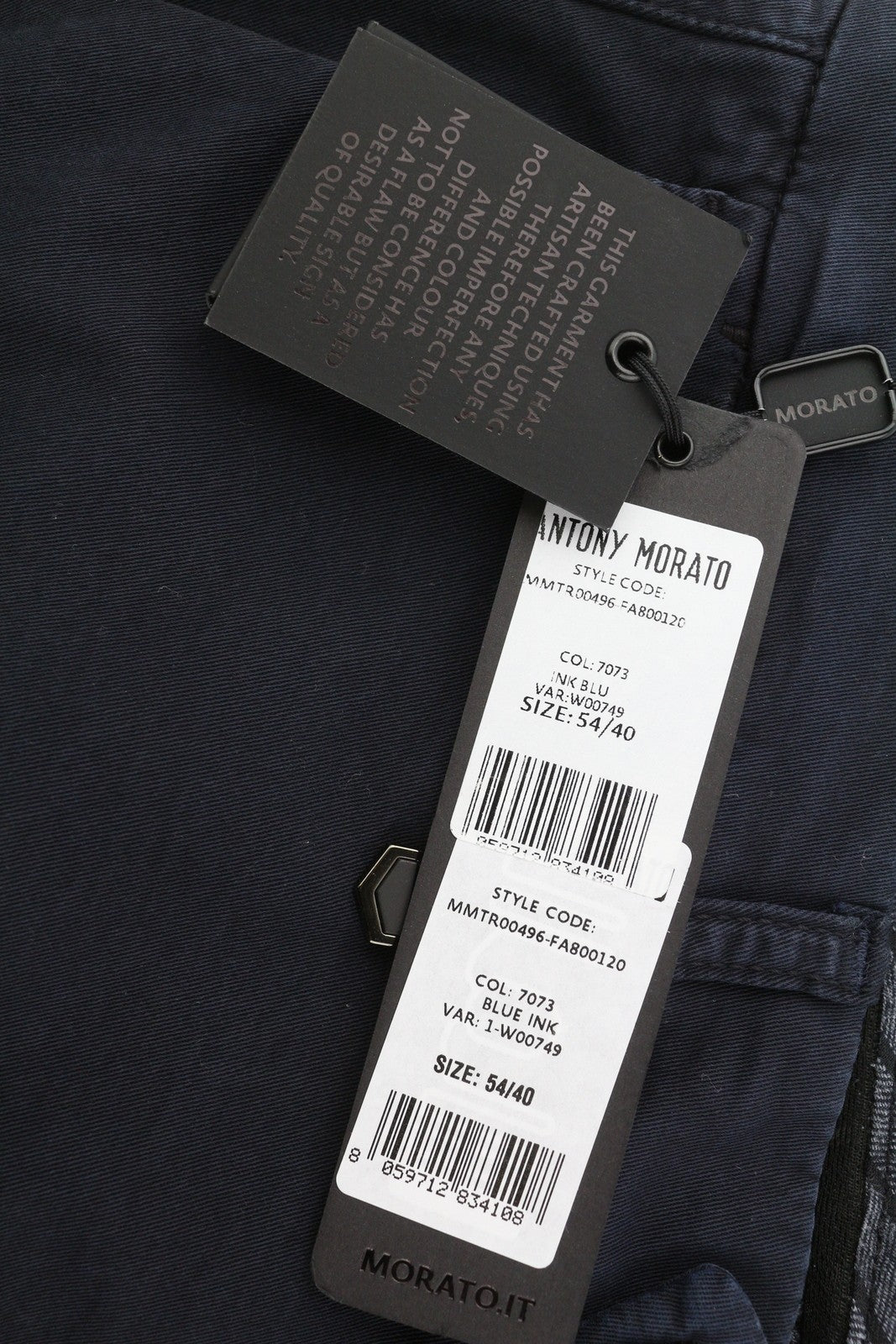 ANTONY MORATO Bryan Men Trousers W40 Dark Blue Skinny Fit Stretch Zip Fly Chino