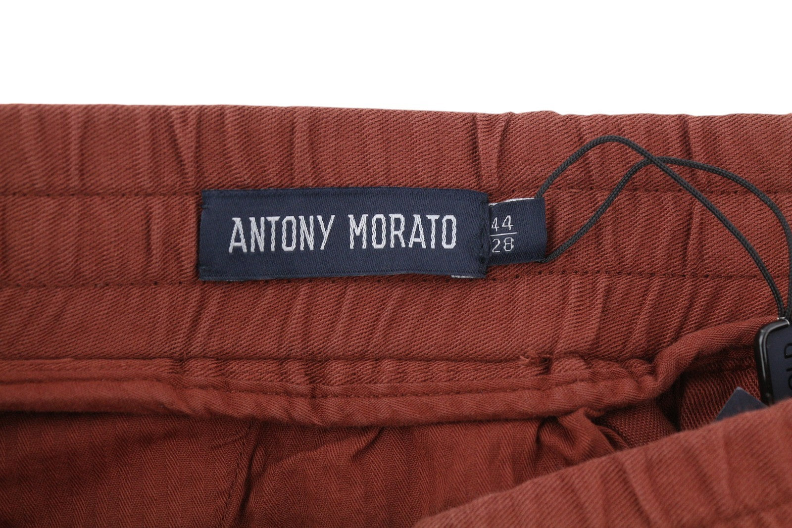 ANTONY MORATO Men Trousers W28 Brown Linen Blend Elastic Waist Ankle Length