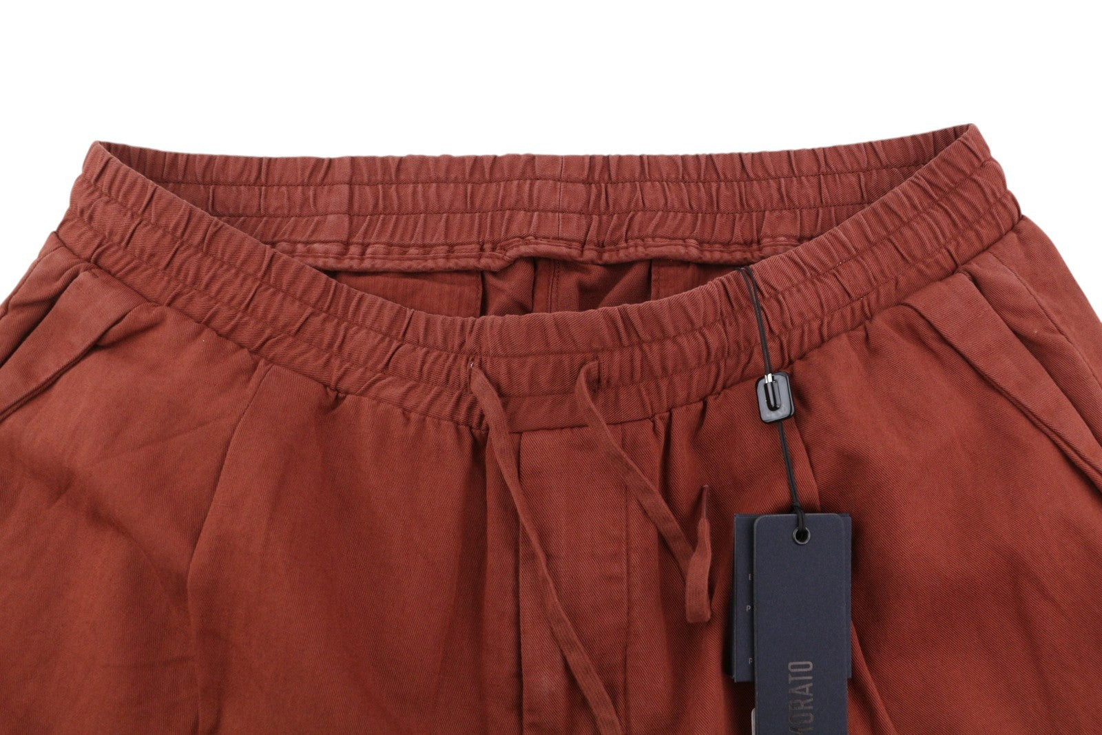 ANTONY MORATO Men Trousers W28 Brown Linen Blend Elastic Waist Ankle Length