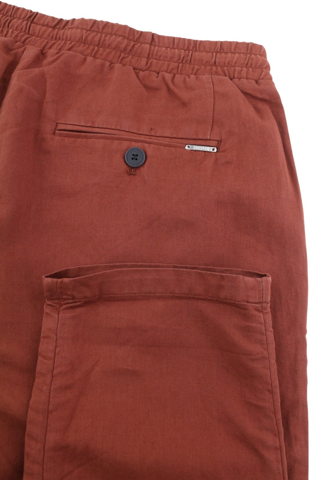 ANTONY MORATO Men Trousers W28 Brown Linen Blend Elastic Waist Ankle Length