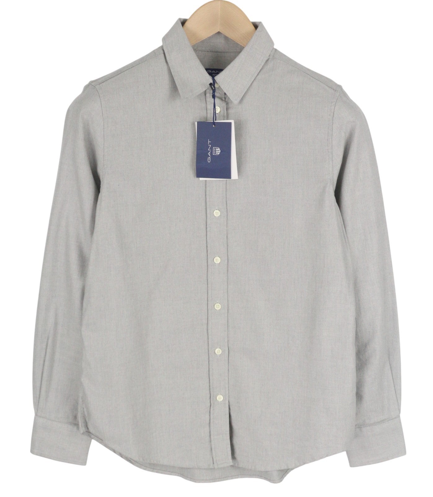 GANT TP Melange Flannel Women Shirt EU38 Grey Button-Up Spread Collar Casual