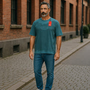 DIESEL T-Wash-E1 Men T-Shirt L Blue Short Sleeve Crew Collar Tricot Stretch