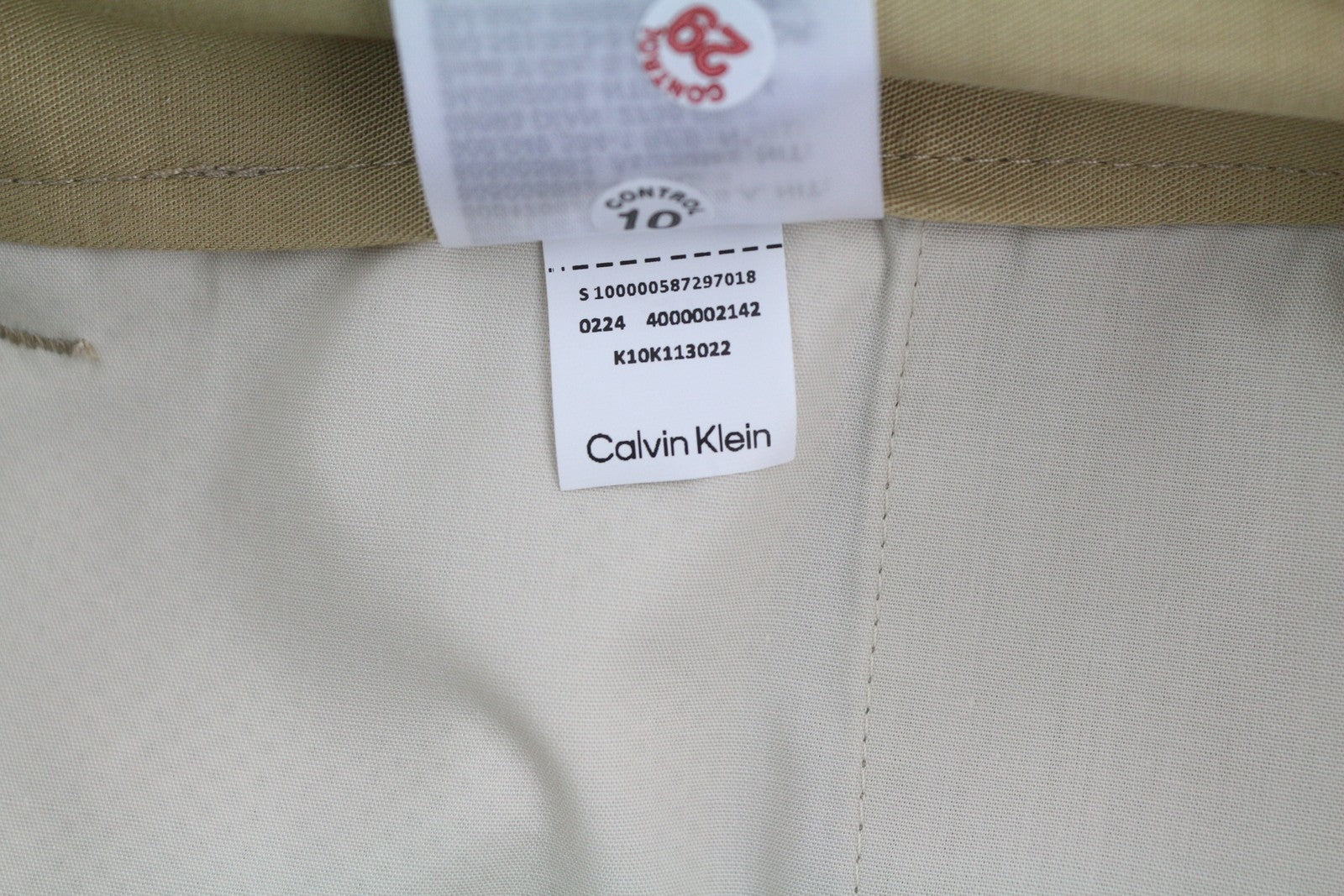 CALVIN KLEIN Piece Dyed Tencel Tapered Men Trousers W33/L32 Brown Linen Blend