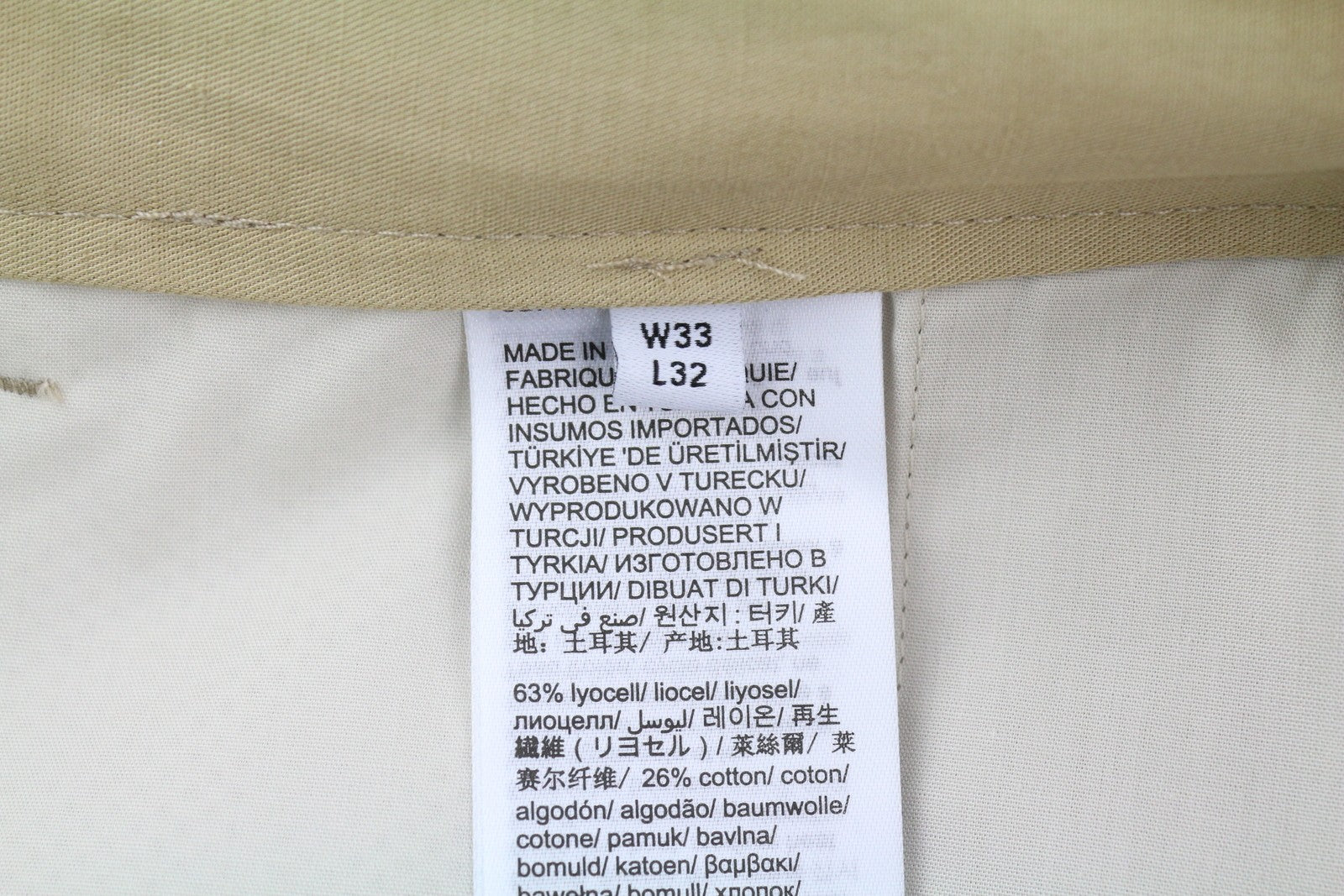 CALVIN KLEIN Piece Dyed Tencel Tapered Men Trousers W33/L32 Brown Linen Blend