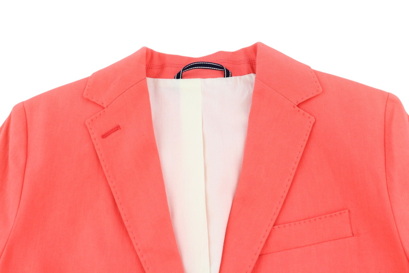 GANT Women Blazer EU38 Coral Linen Blend Notch Lapel Single-Breasted Logo Lined