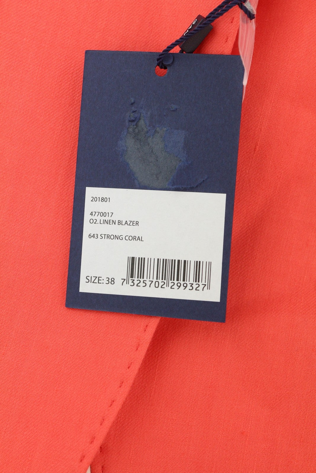 GANT Women Blazer EU38 Coral Linen Blend Notch Lapel Single-Breasted Logo Lined