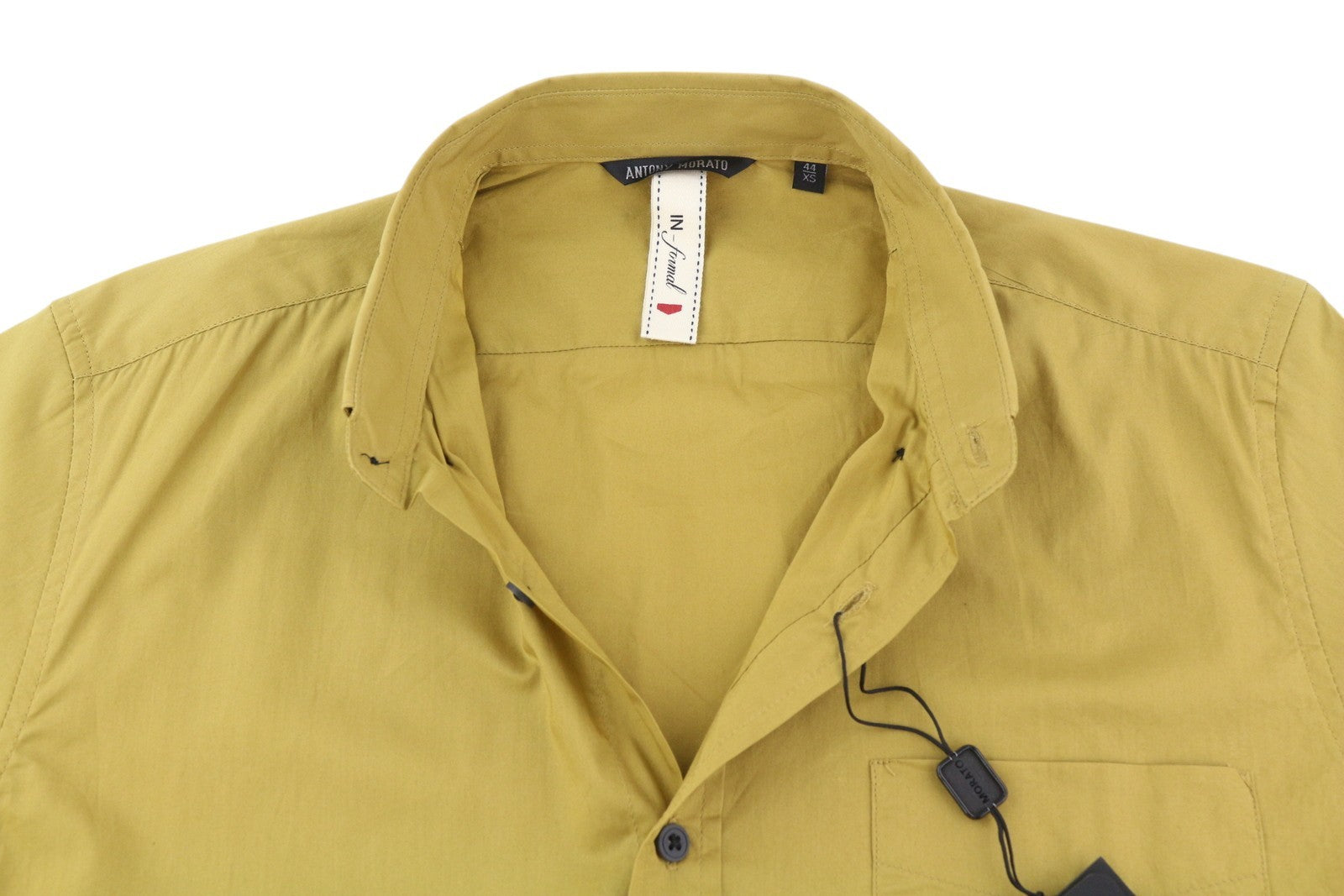 ANTONY MORATO Men Shirt XS Mustard Button-Down Neck Patch Pocket Short Sleeved
