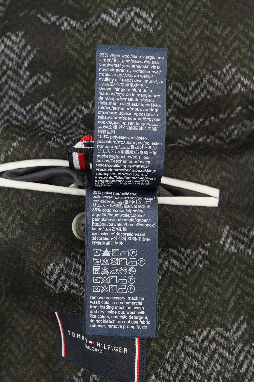 TOMMY HILFIGER Jersey Raw Cut Slim Men Blazer XS Camouflage THFlex Wool Blend