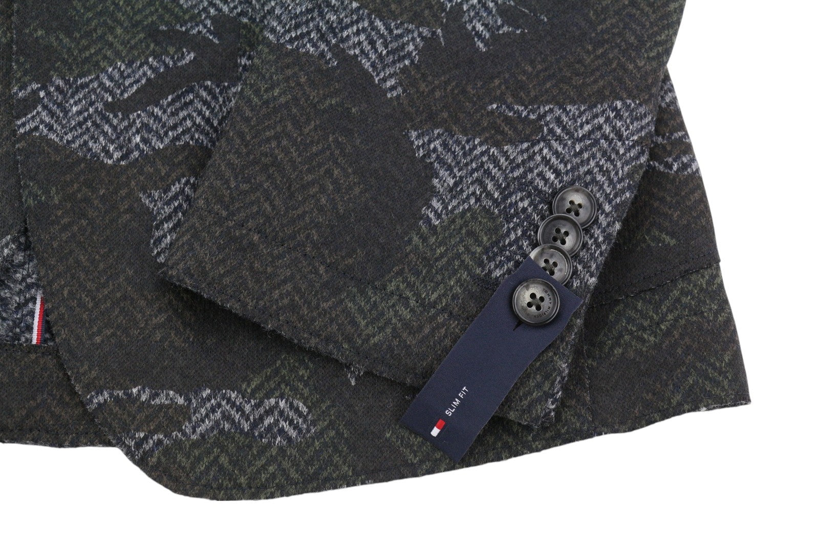 TOMMY HILFIGER Jersey Raw Cut Slim Men Blazer XS Camouflage THFlex Wool Blend