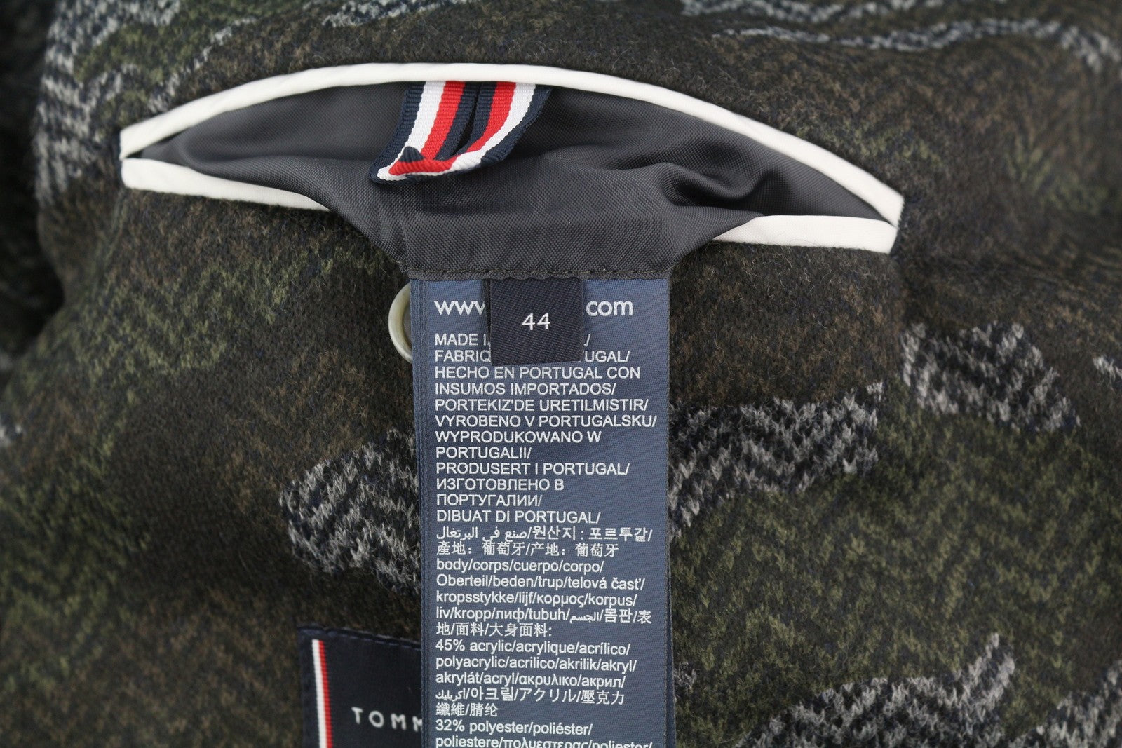 TOMMY HILFIGER Jersey Raw Cut Slim Men Blazer XS Camouflage THFlex Wool Blend