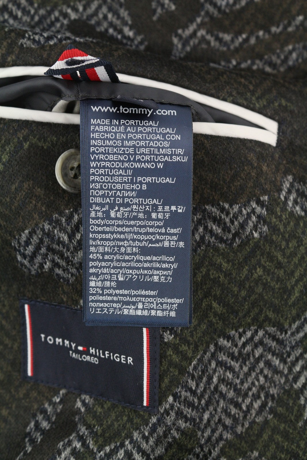 TOMMY HILFIGER Jersey Raw Cut Slim Men Blazer XS Camouflage THFlex Wool Blend