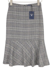GANT Checked Flare Women Skirt EU34 Blue Zip Fly Wool Blend Plaid Knee-Length