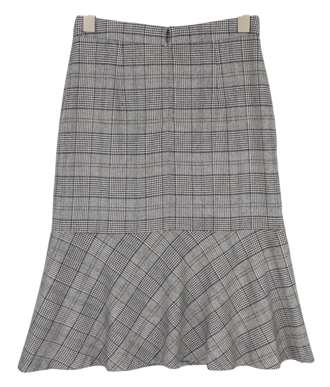 GANT Checked Flare Women Skirt EU34 Blue Zip Fly Wool Blend Plaid Knee-Length