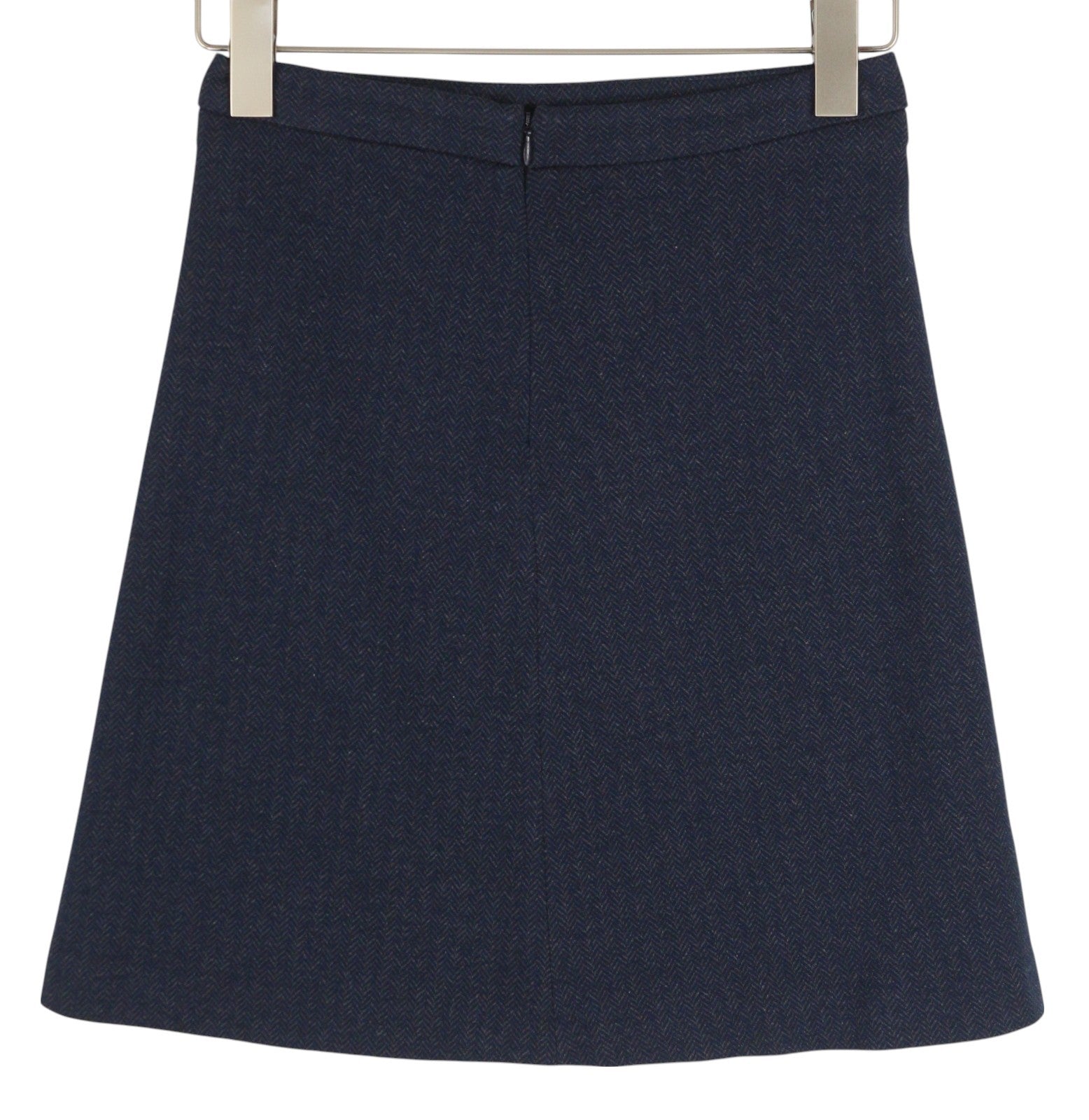 GANT Herringbone Women Skirt EU34 Blue Pockets Zip Fly Lined Patterned Mini