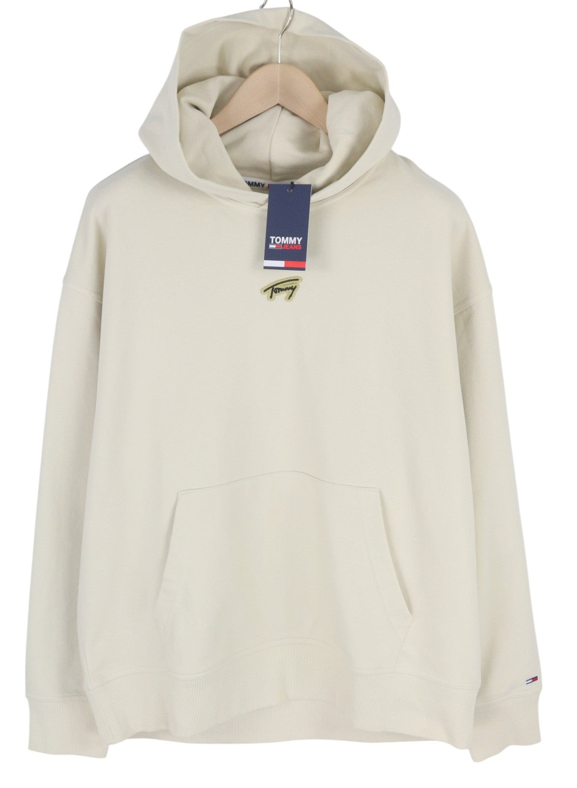 TOMMY HILFIGER RLX Signature Men Hoodie L White Kangaroo Logo Pullover RRP€119