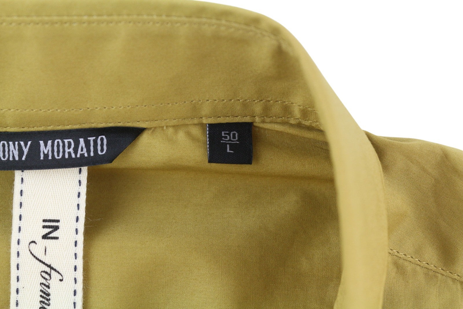 ANTONY MORATO Men Shirt L Mustard Button-Down Neck Patch Pocket Short Sleeved