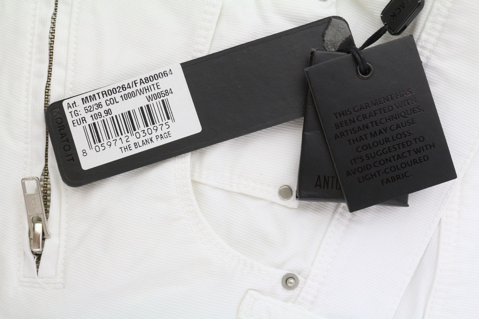 ANTONY MORATO Sepp Men Trousers W36 White Carrot Stretch Zipper Pockets Light