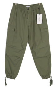 CALVIN KLEIN Essential Regular Men Trousers XS Green Cargo Elastic Waist Logo