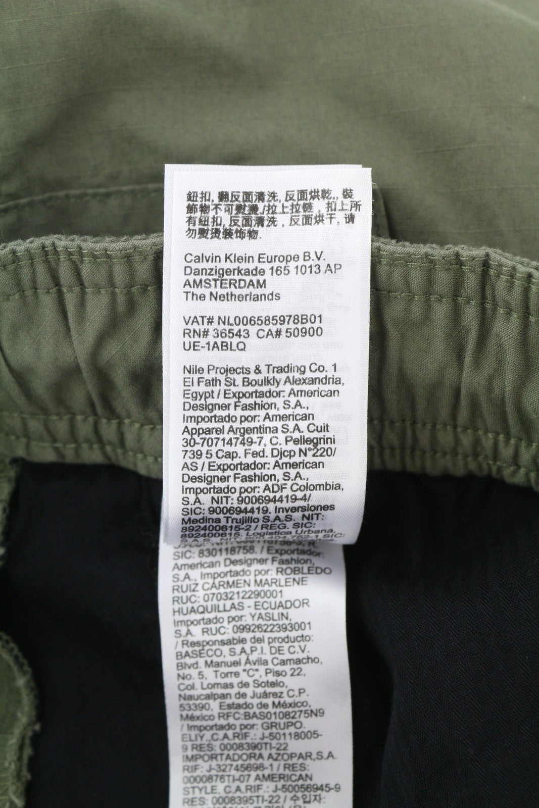 CALVIN KLEIN Essential Regular Men Trousers XS Green Cargo Elastic Waist Logo