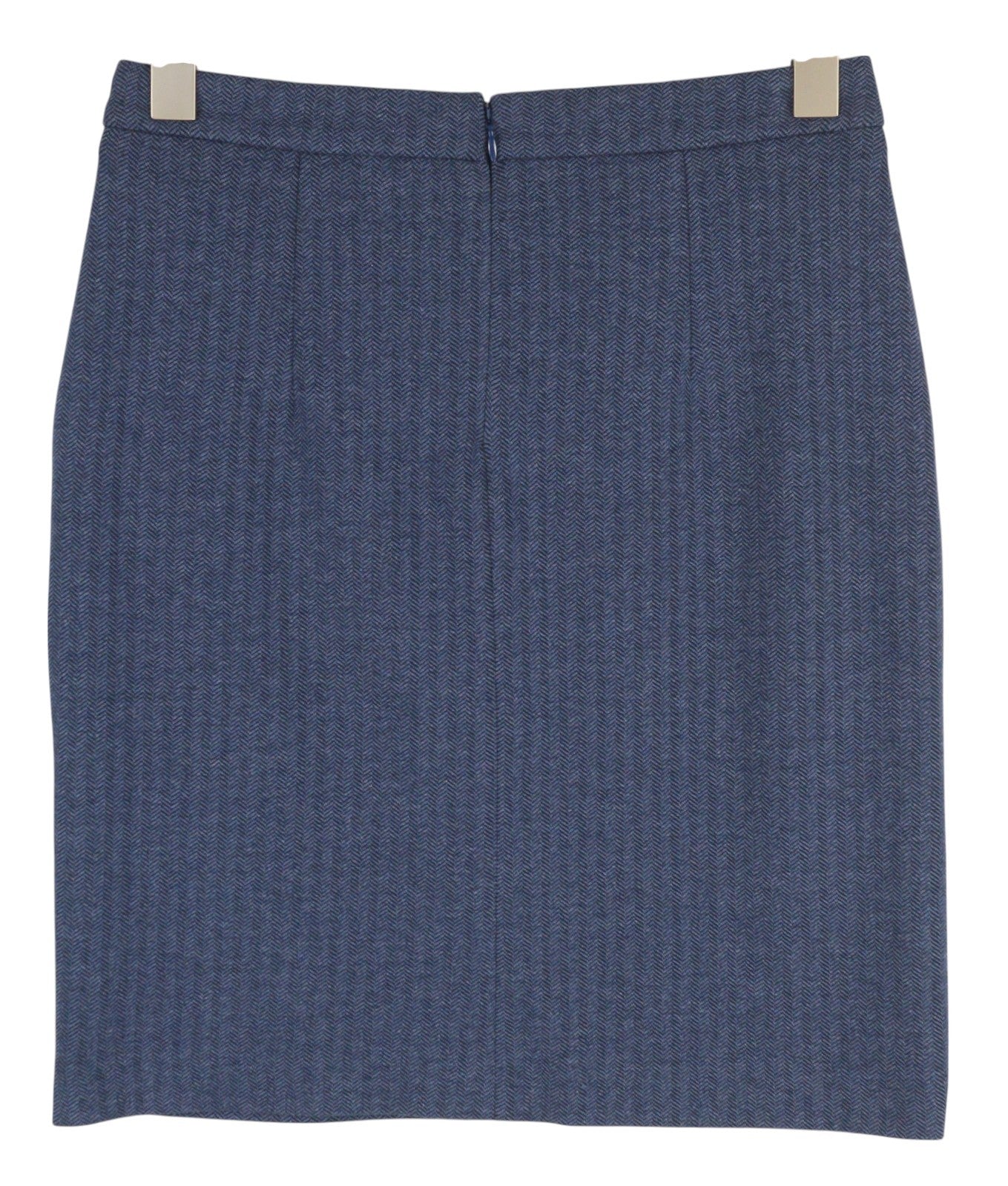 GANT Women Skirt EU36 Blue Herringbone Zipper Lined Pockets Logo Pencil Mini