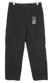 TOMMY HILFIGER Aiden Baggy Cargo Men Trousers W33/L34 Black Textured Zip Fly