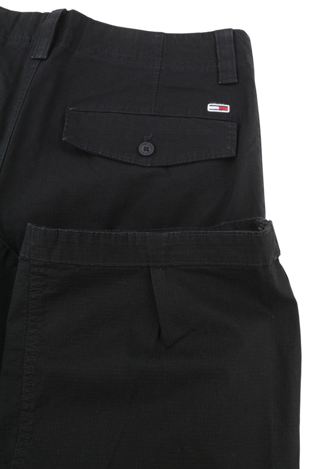TOMMY HILFIGER Aiden Baggy Cargo Men Trousers W32/L32 Black Textured Zip Fly