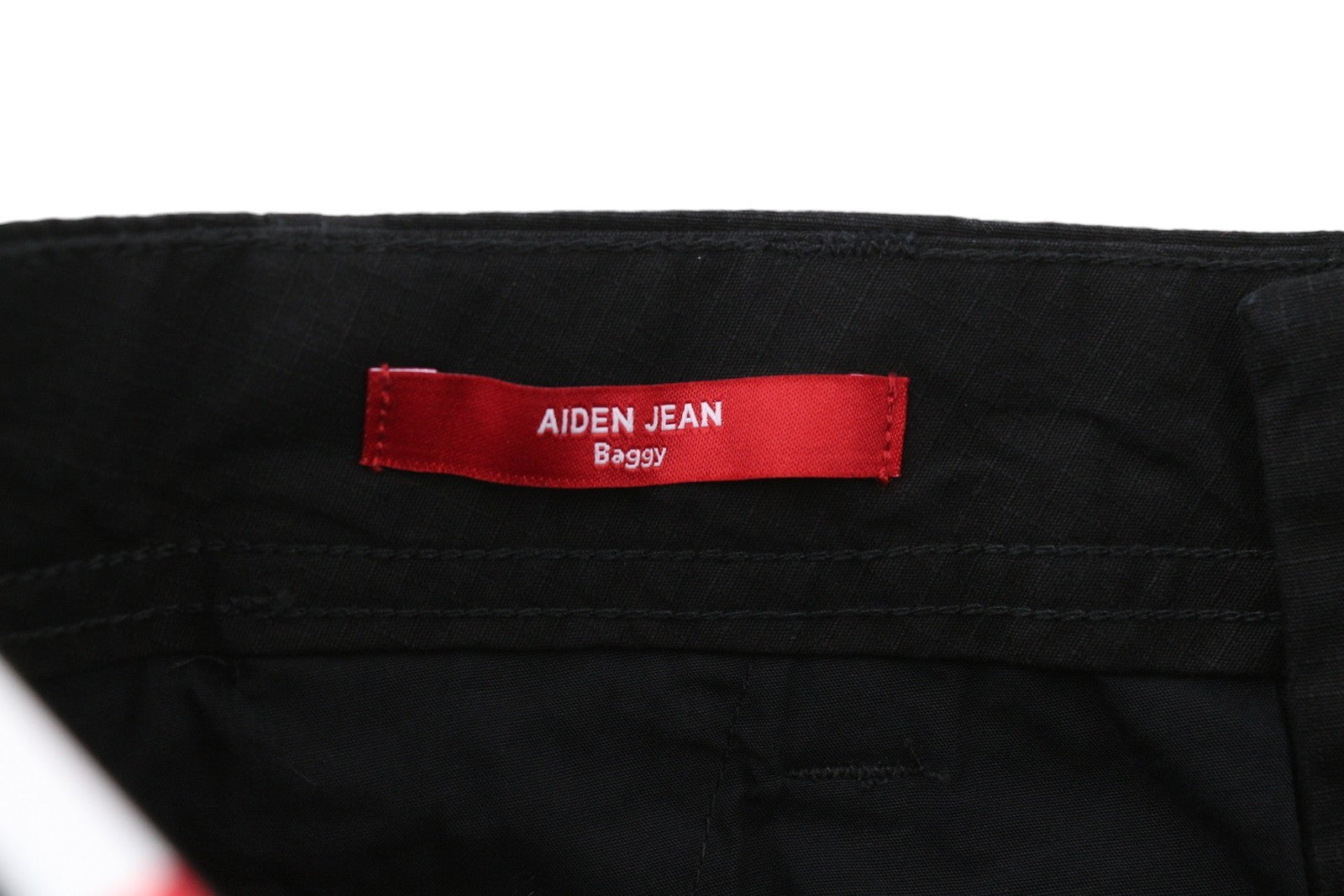 TOMMY HILFIGER Aiden Baggy Cargo Men Trousers W32/L32 Black Textured Zip Fly