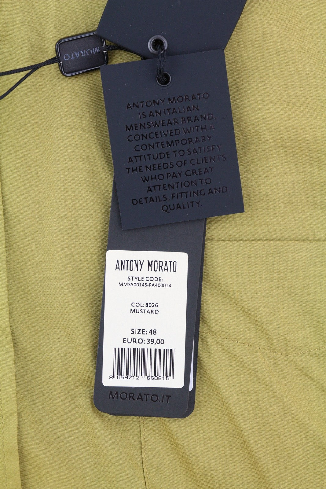 ANTONY MORATO Men Shirt M Mustard Button-Down Neck Patch Pocket Short Sleeved