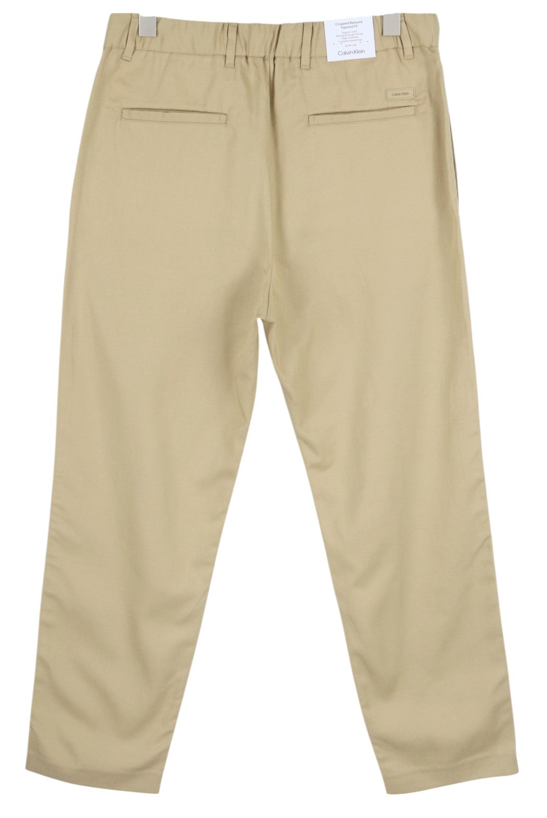 CALVIN KLEIN Piece Dyed Tencel Tapered Men Trousers W34/L32 Brown Linen Blend