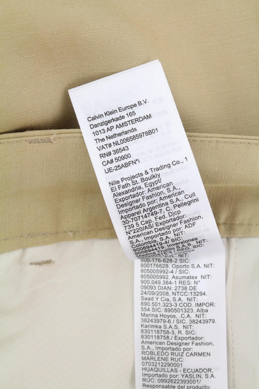 CALVIN KLEIN Piece Dyed Tencel Tapered Men Trousers W34/L32 Brown Linen Blend