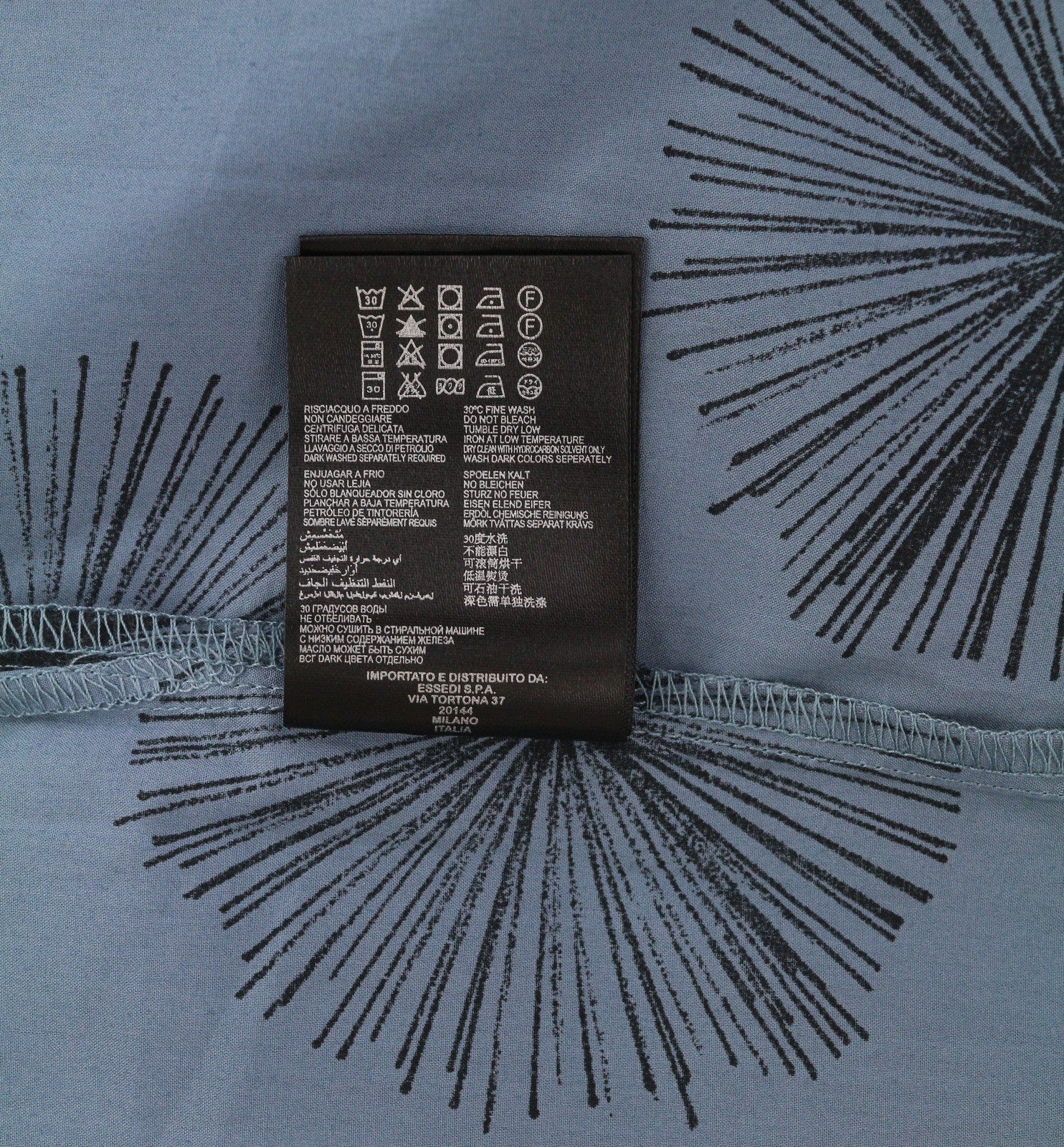 ANTONY MORATO Men Shirt S Blue Patterned Spread Neck Button-Up Short Sleeved