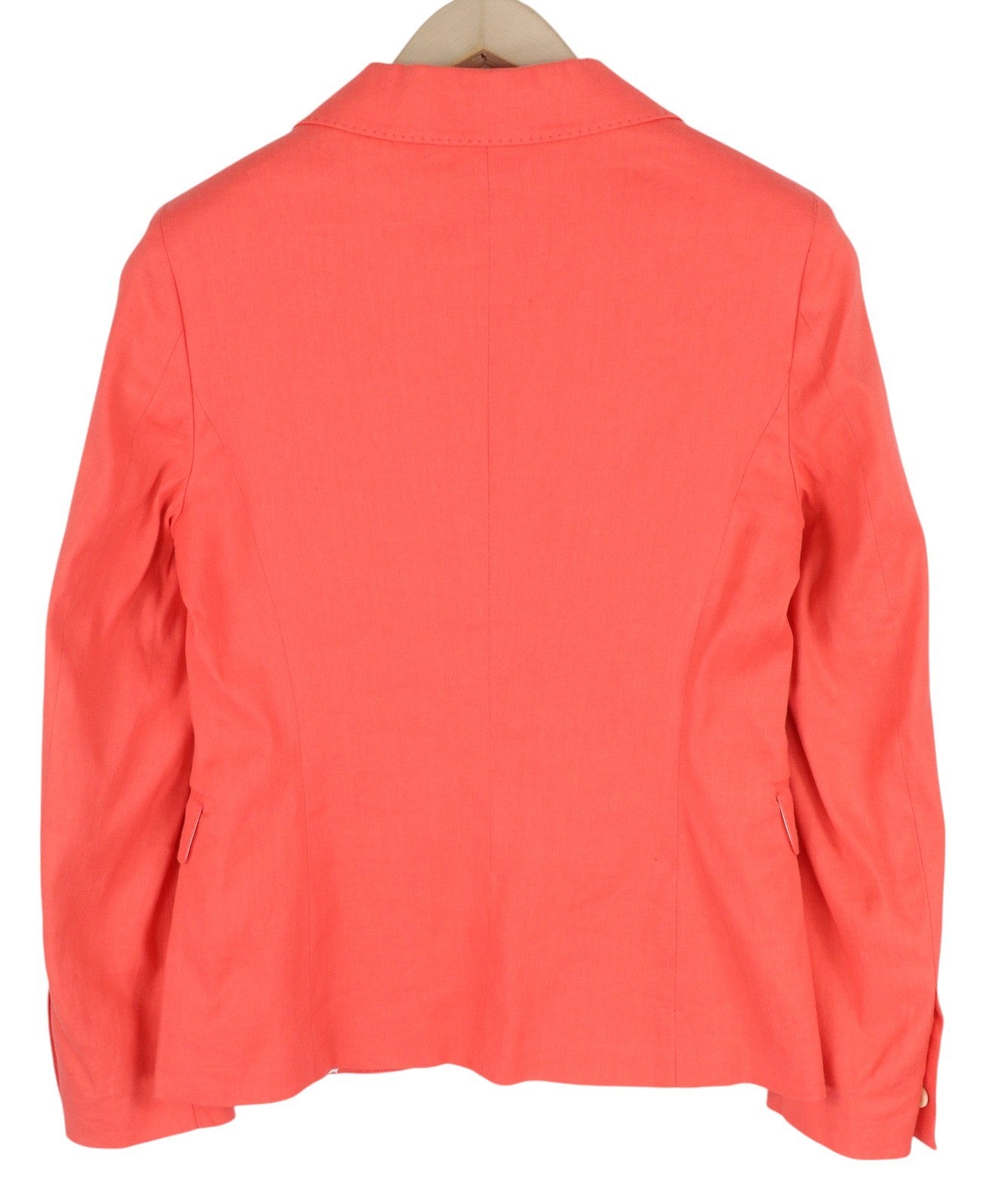 GANT Women Blazer EU34 Coral Linen Blend Notch Lapel Single-Breasted Logo Lined