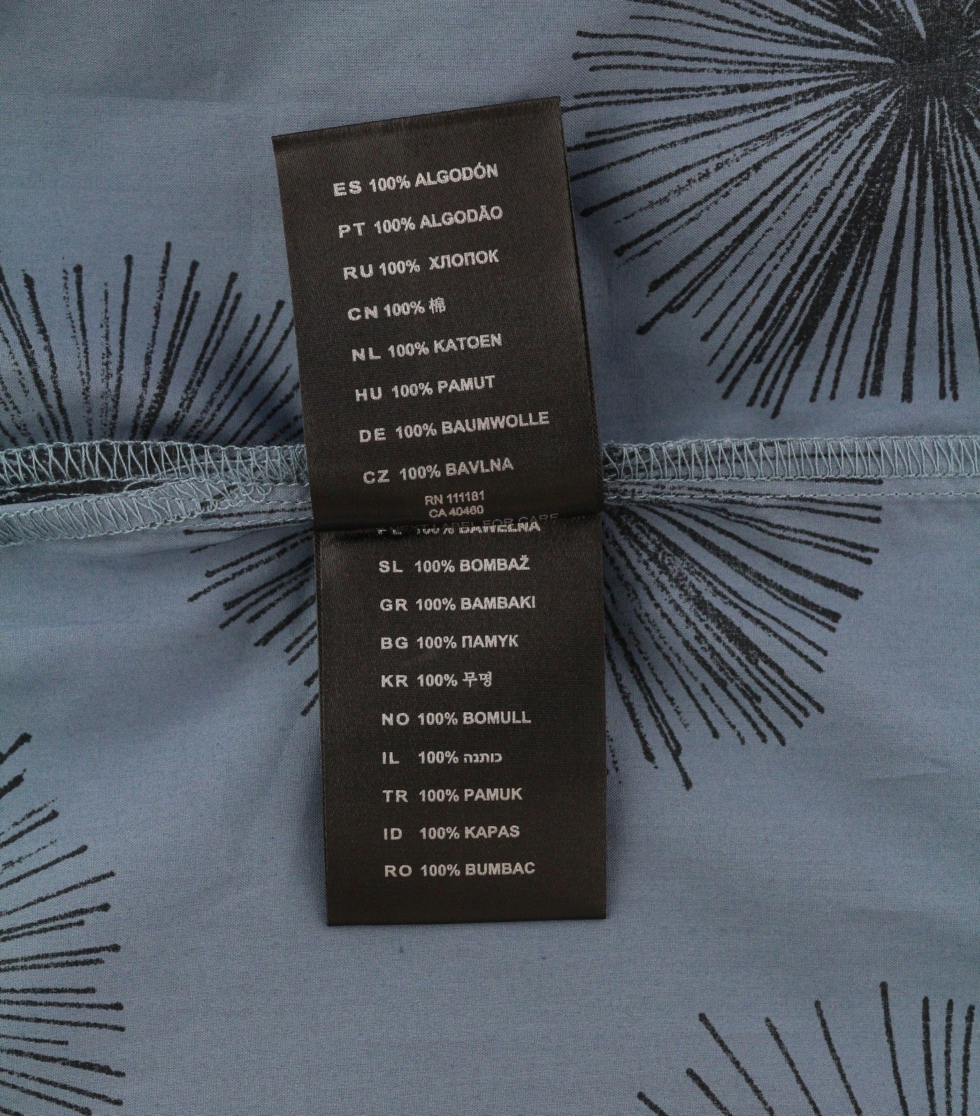 ANTONY MORATO Men Shirt M Blue Patterned Spread Neck Button-Up Short Sleeve